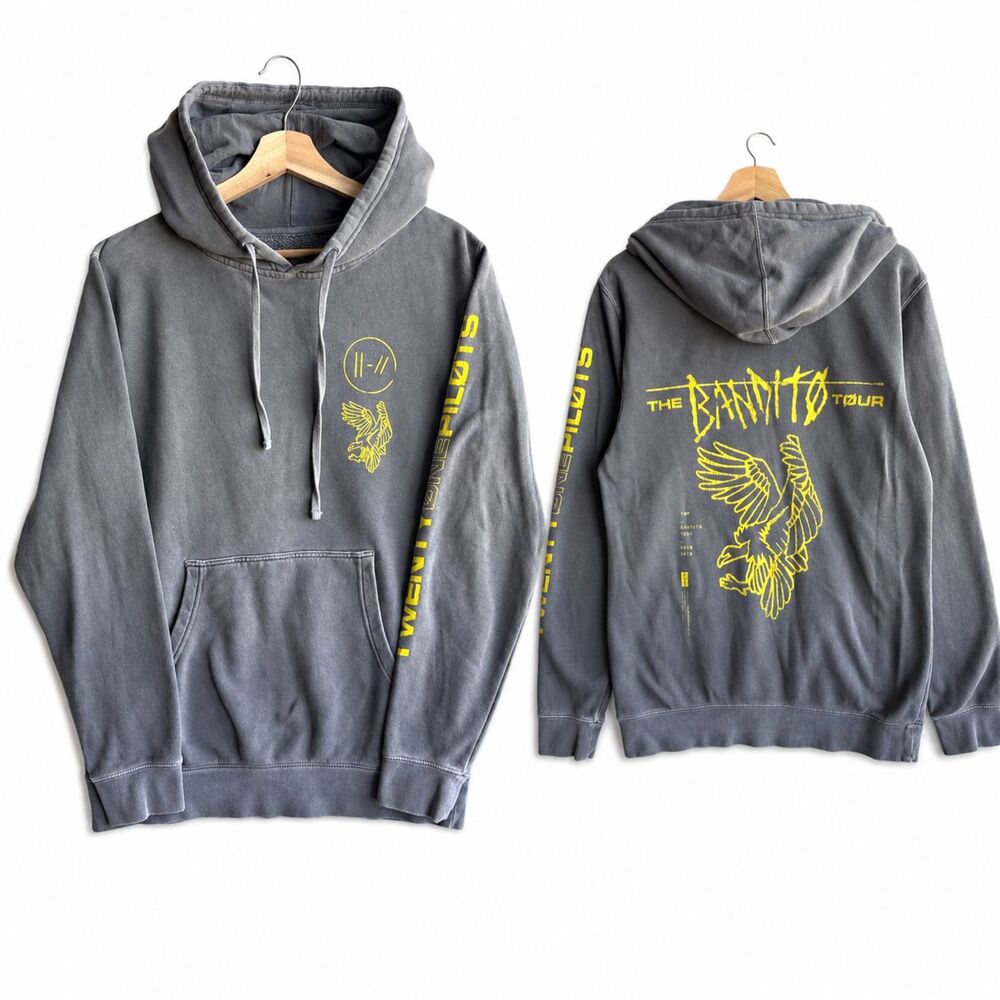 Official Twenty One Pilots Bandito Tour Hoodie Men Small Gray Yellow Trench 2018
